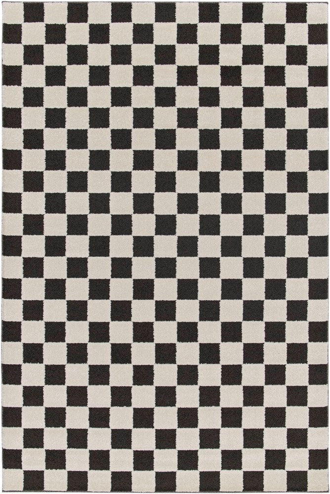 Cream and Charcoal Chequered Rug