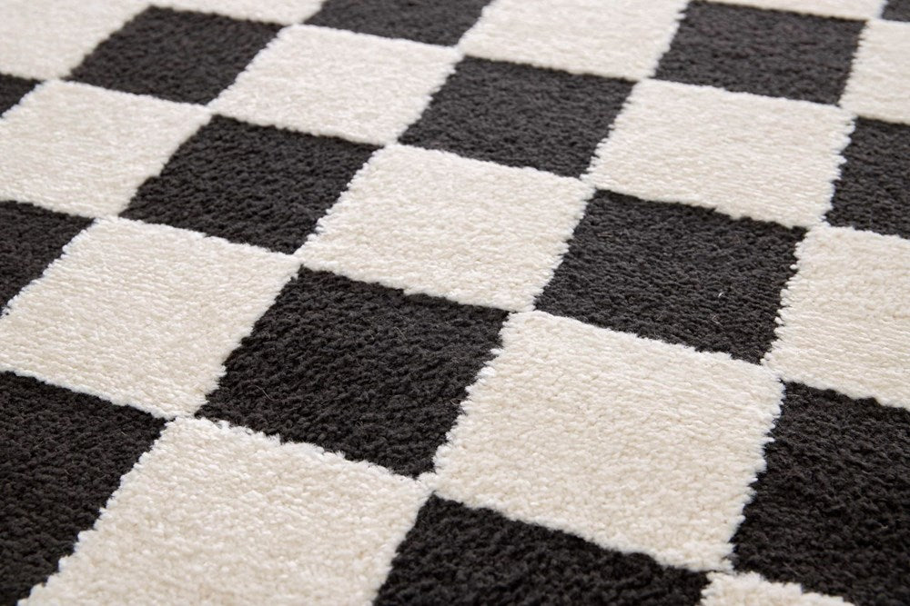 Cream and Charcoal Chequered Rug