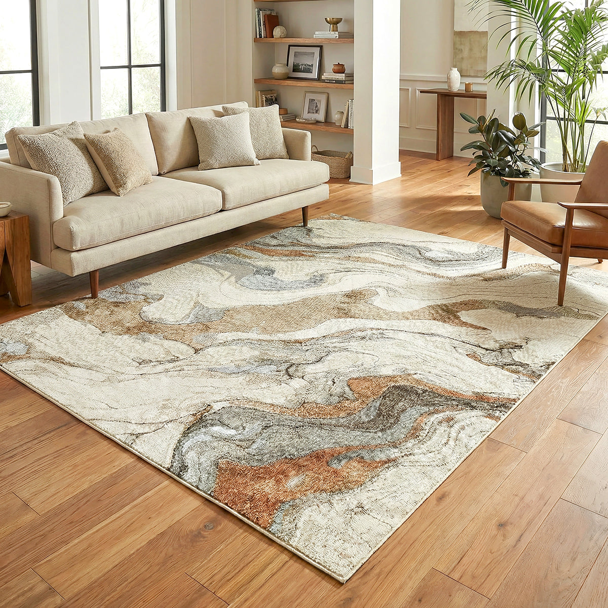 Travertine Flow Marble Abstract Rug