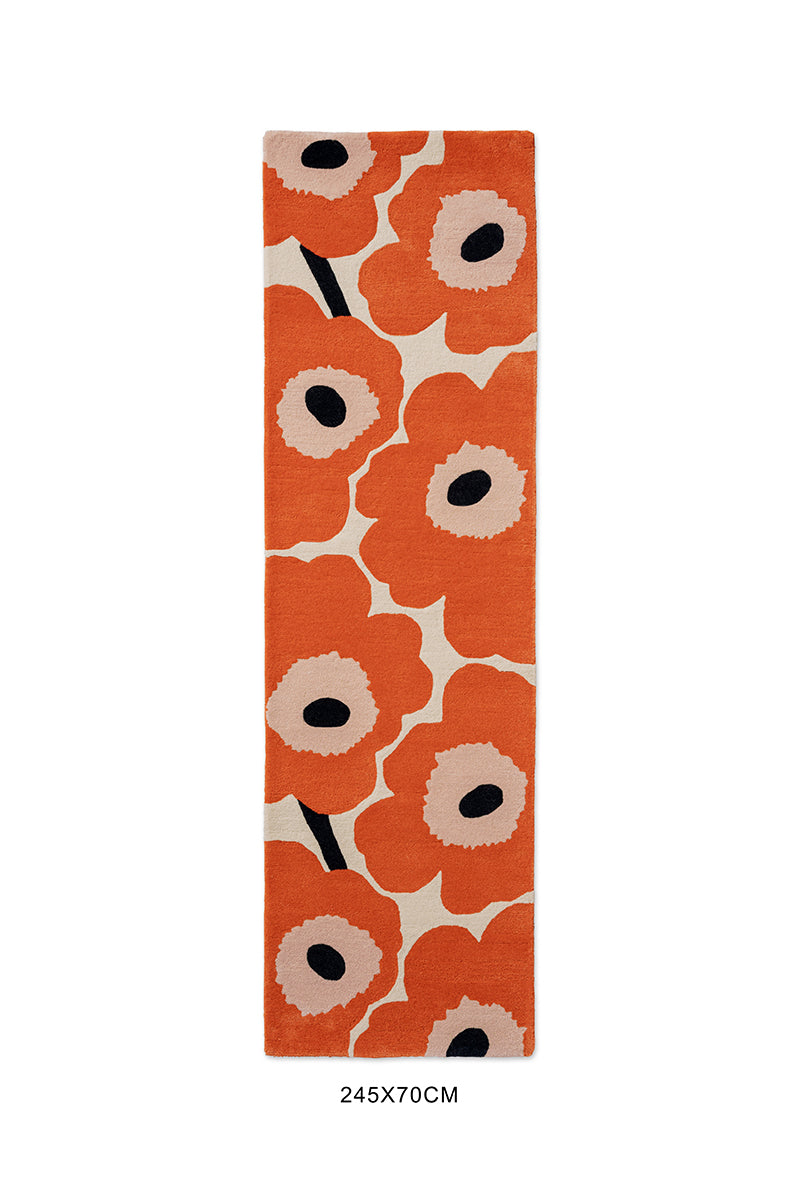 Marimekko Unikko Cinnabar Orange Wool Rug