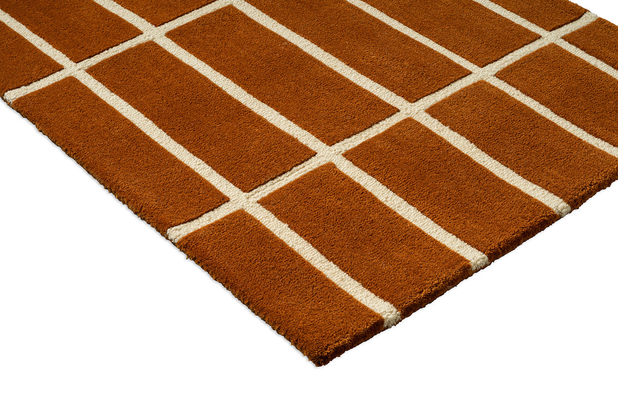 Marimekko Tiiliskivi Brown Grid Wool Rug