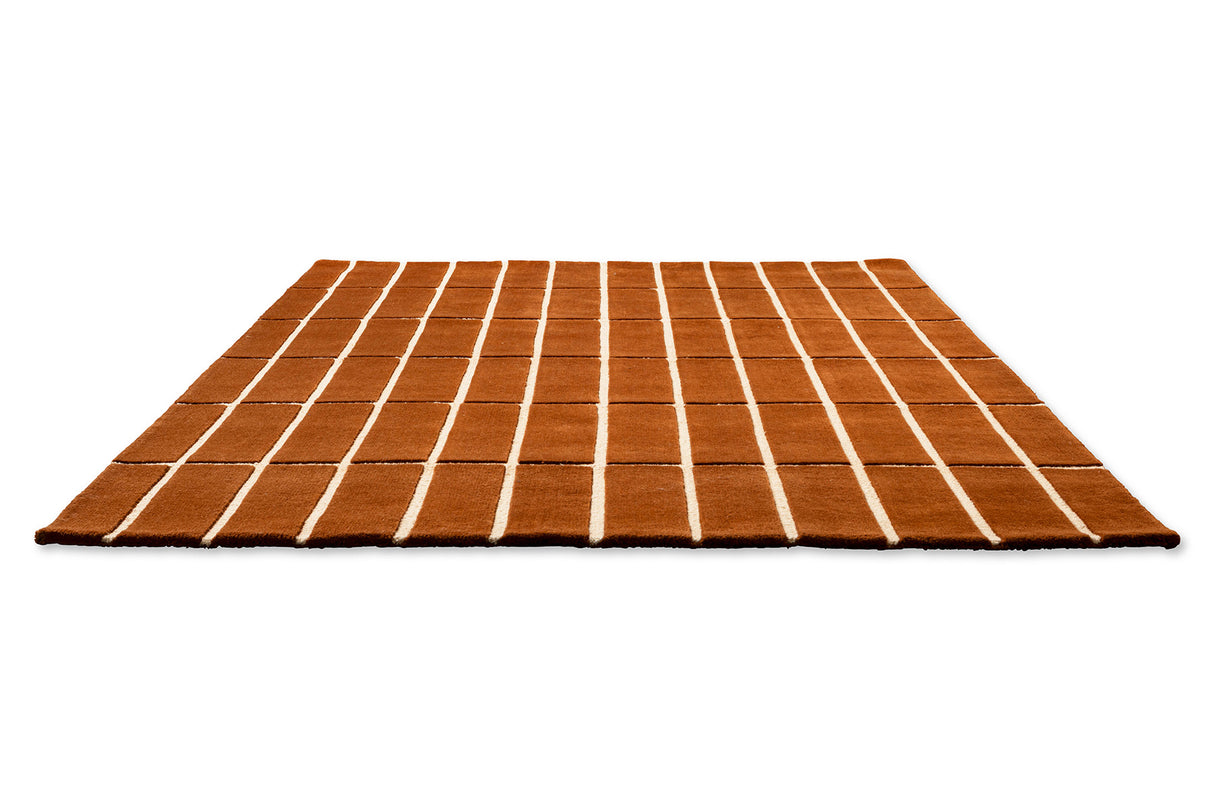Marimekko Tiiliskivi Brown Grid Wool Rug