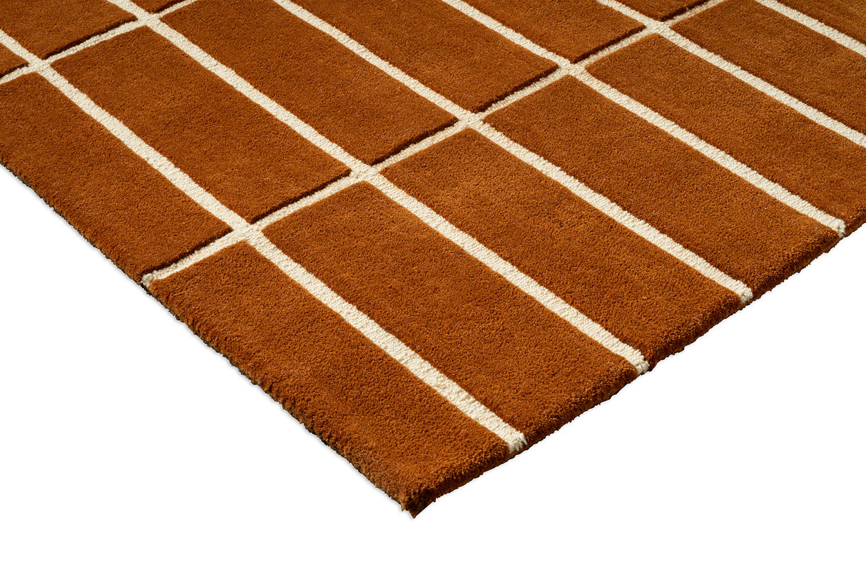 Marimekko Tiiliskivi Brown Grid Wool Rug
