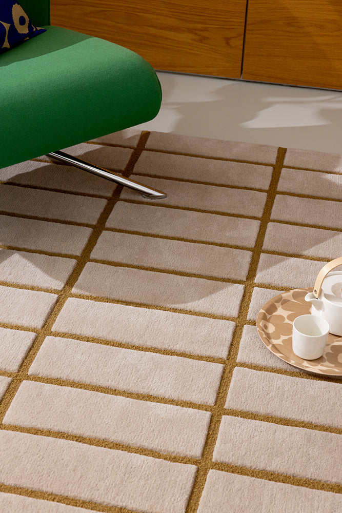 Marimekko Golden Bronze Grid Wool Rug