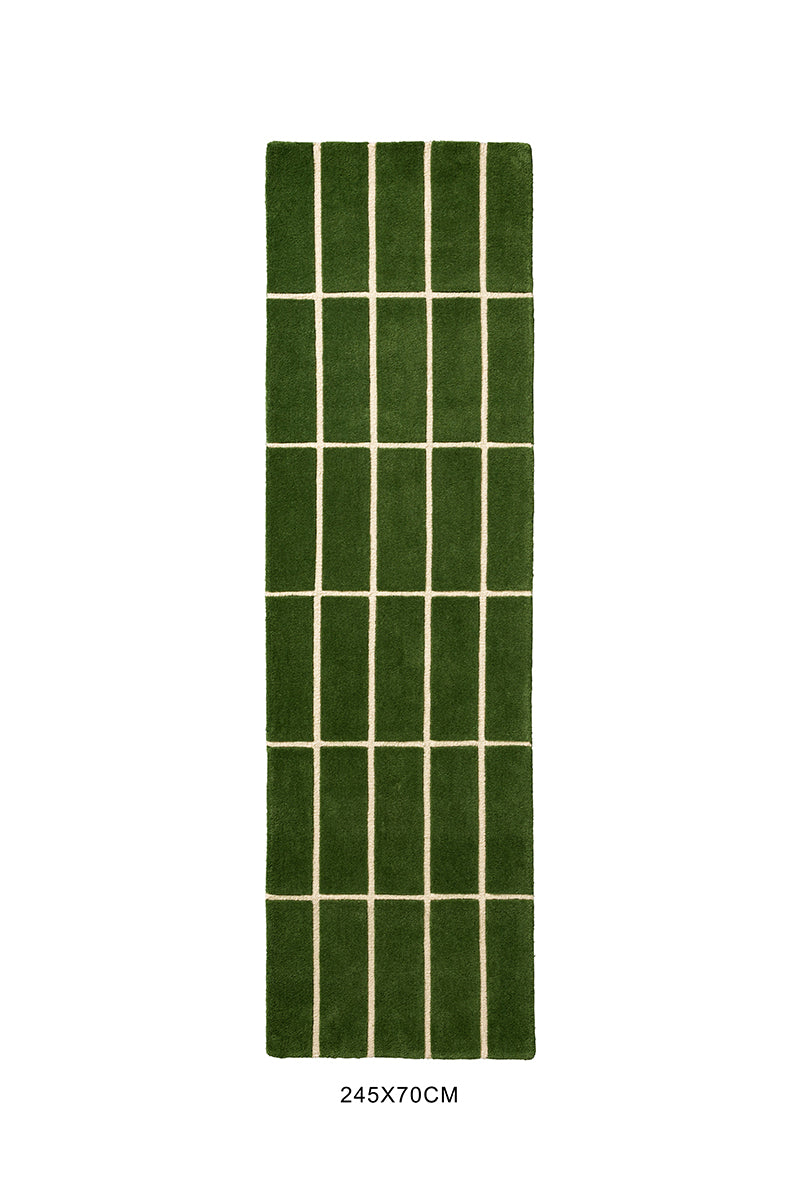 Marimekko Tiiliskivi Forest Green Grid Wool Rug