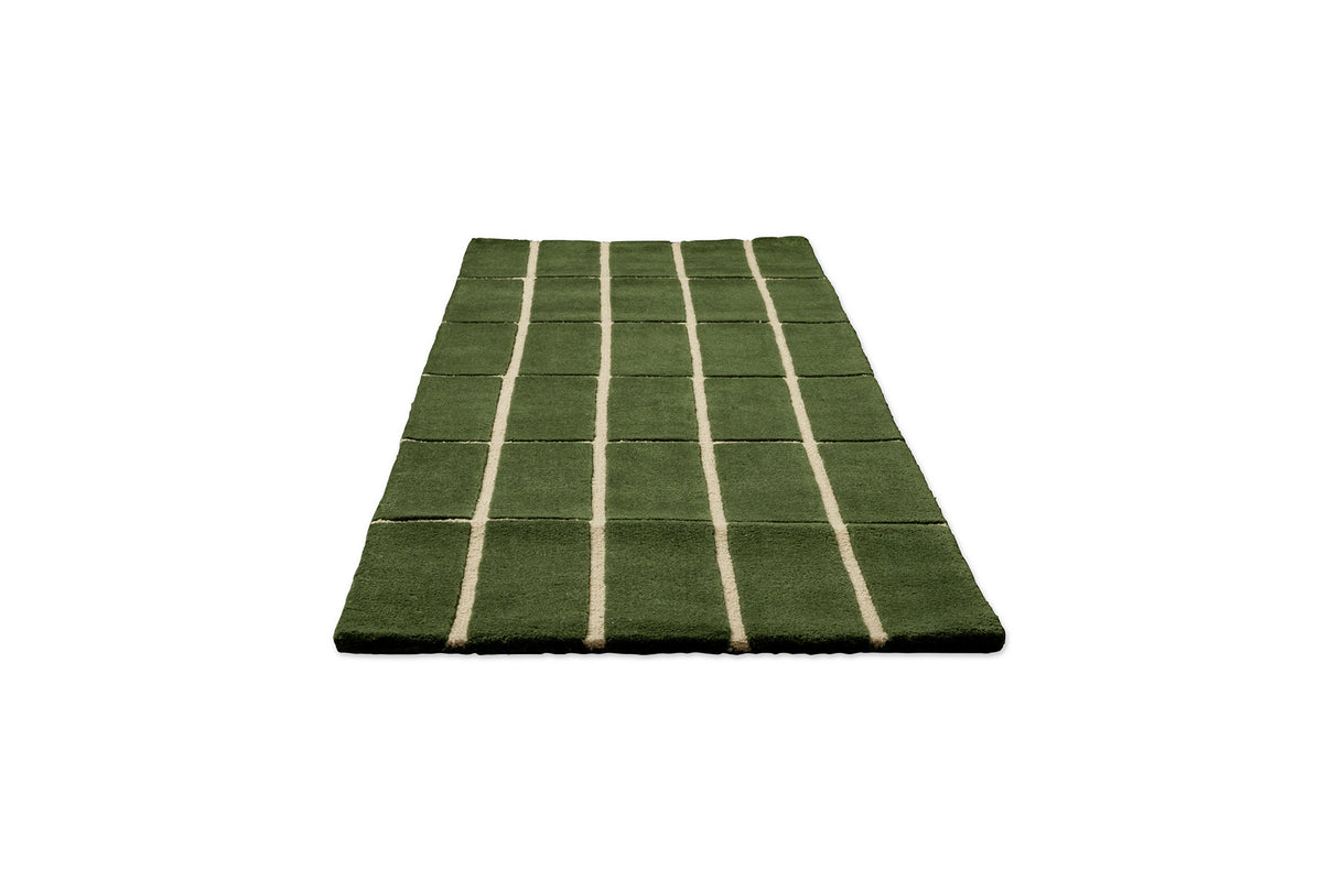 Marimekko Tiiliskivi Forest Green Grid Wool Rug