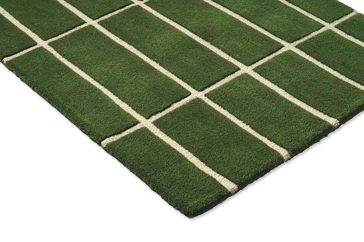Marimekko Tiiliskivi Forest Green Grid Wool Rug