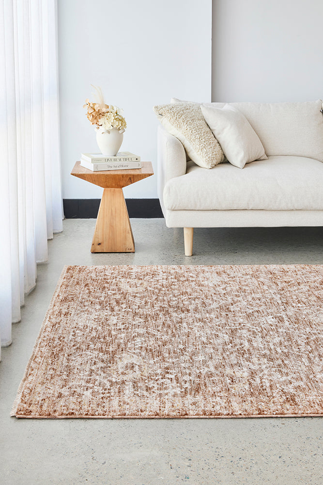 Almond Clay Fringed Rug