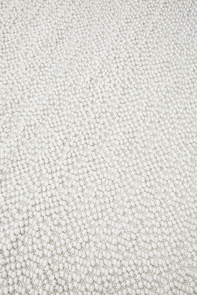 Loop White Polyester & Cotton Boucle Rug