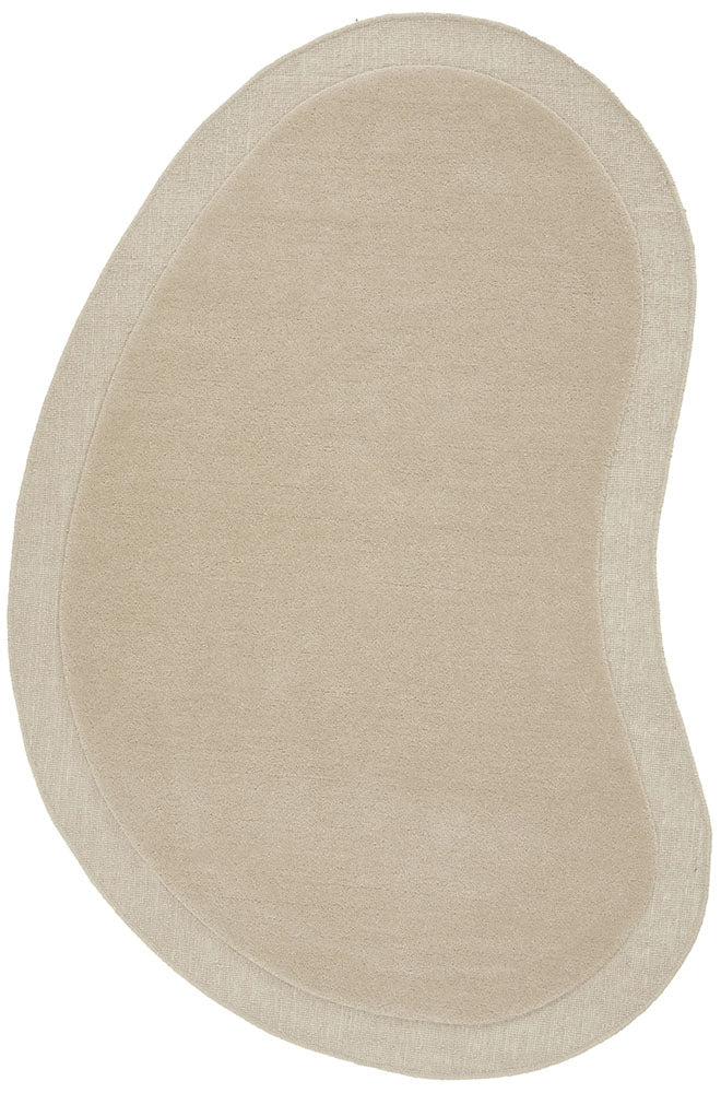Beige Curved Woollen Rug