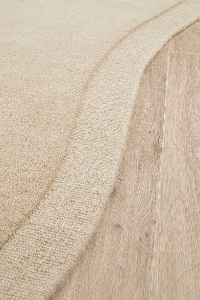 Beige Curved Woollen Rug
