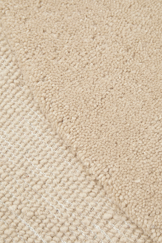 Beige Curved Woollen Rug