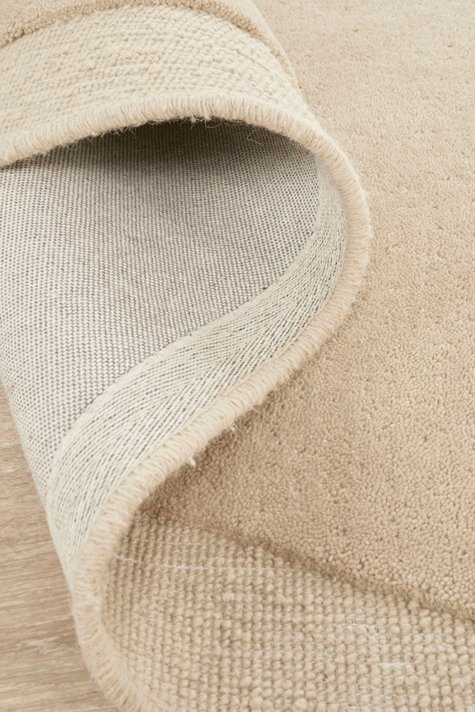 Beige Curved Woollen Rug