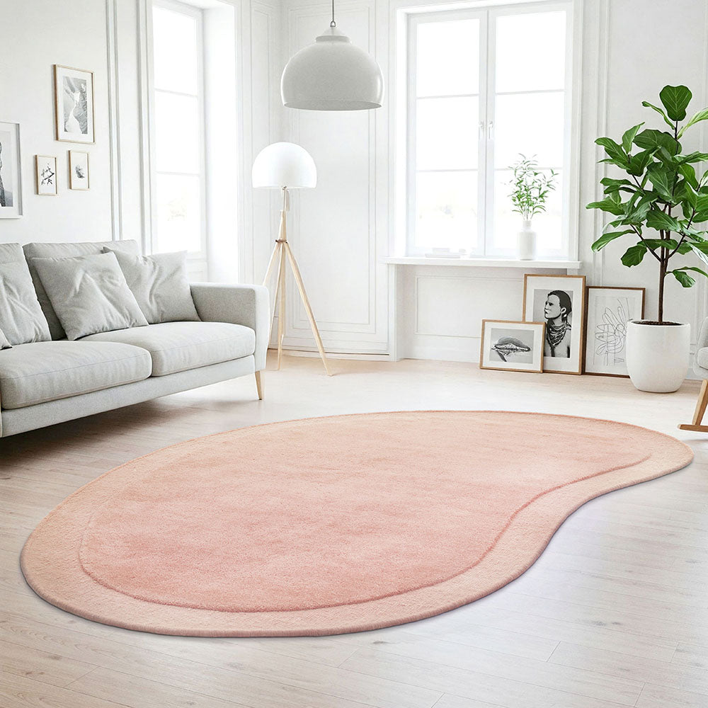 Dusty Pink Curved Woollen Rug