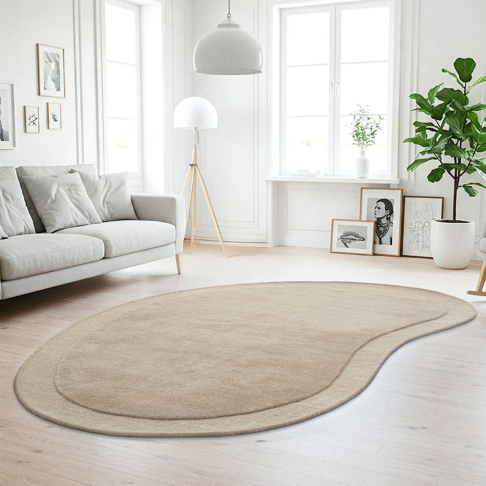 Latte Curved Woollen Rug