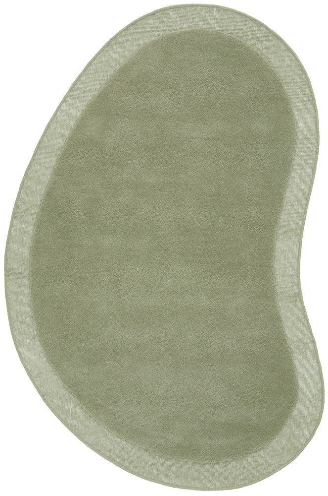 Moss Green Curved Woollen Rug