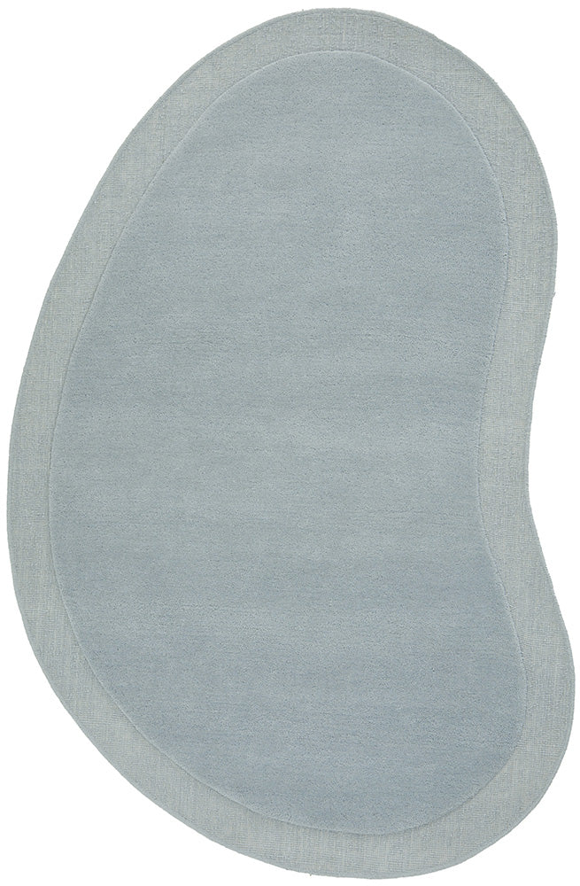 Mist Blue Curved Woollen Rug