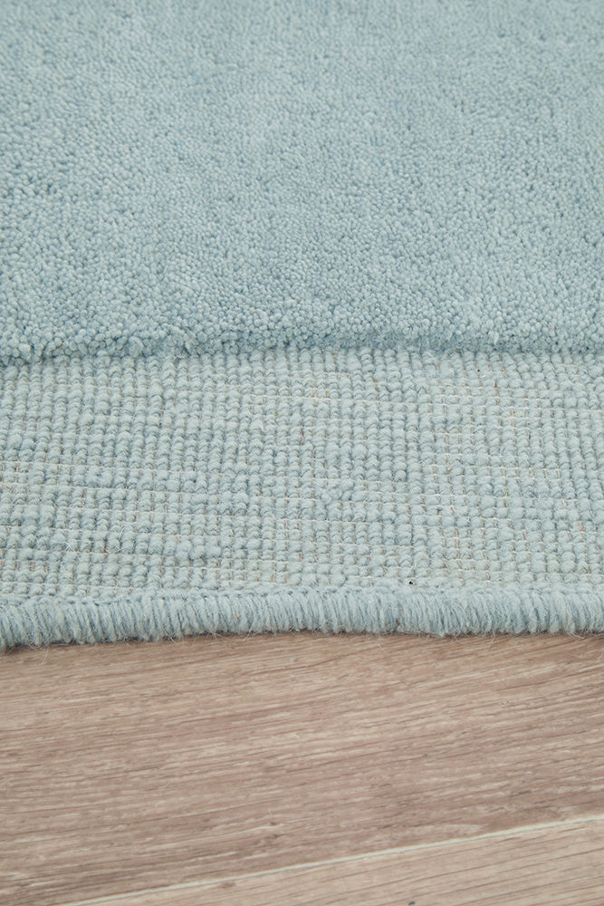 Mist Blue Curved Woollen Rug