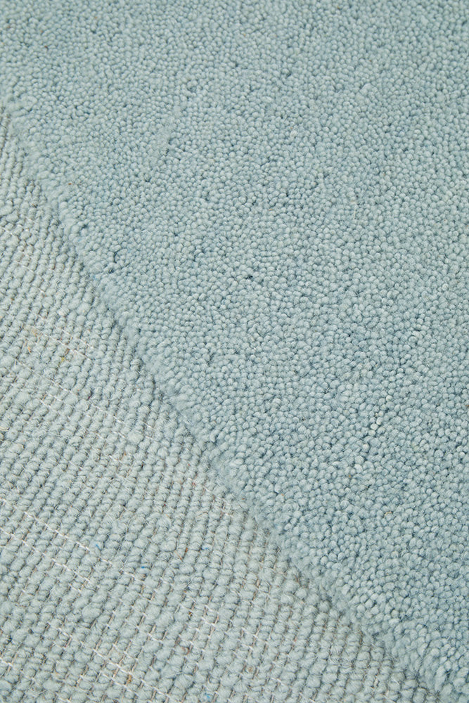 Mist Blue Curved Woollen Rug