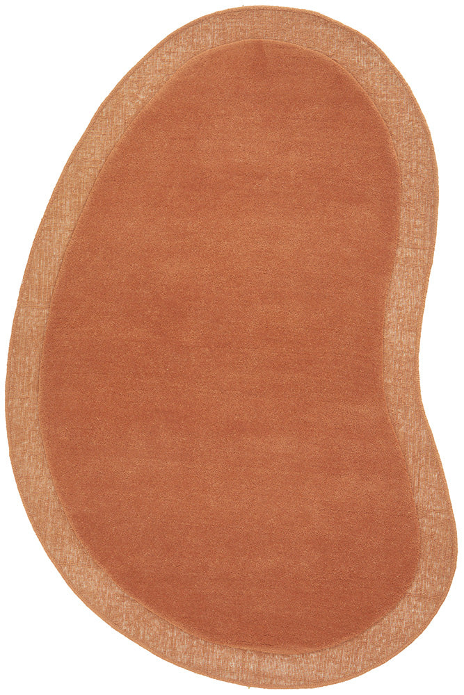 Terracotta Curved Woollen Rug