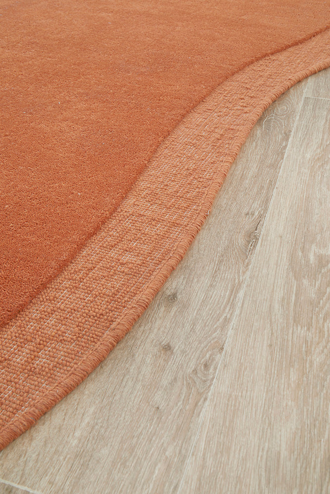 Terracotta Curved Woollen Rug