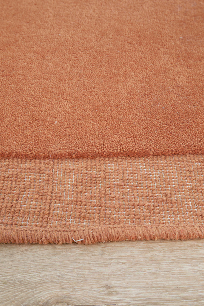 Terracotta Curved Woollen Rug