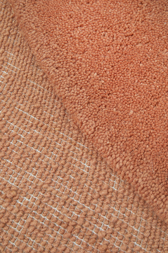 Terracotta Curved Woollen Rug