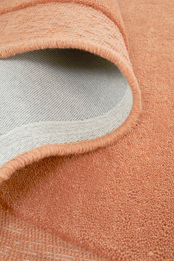 Terracotta Curved Woollen Rug