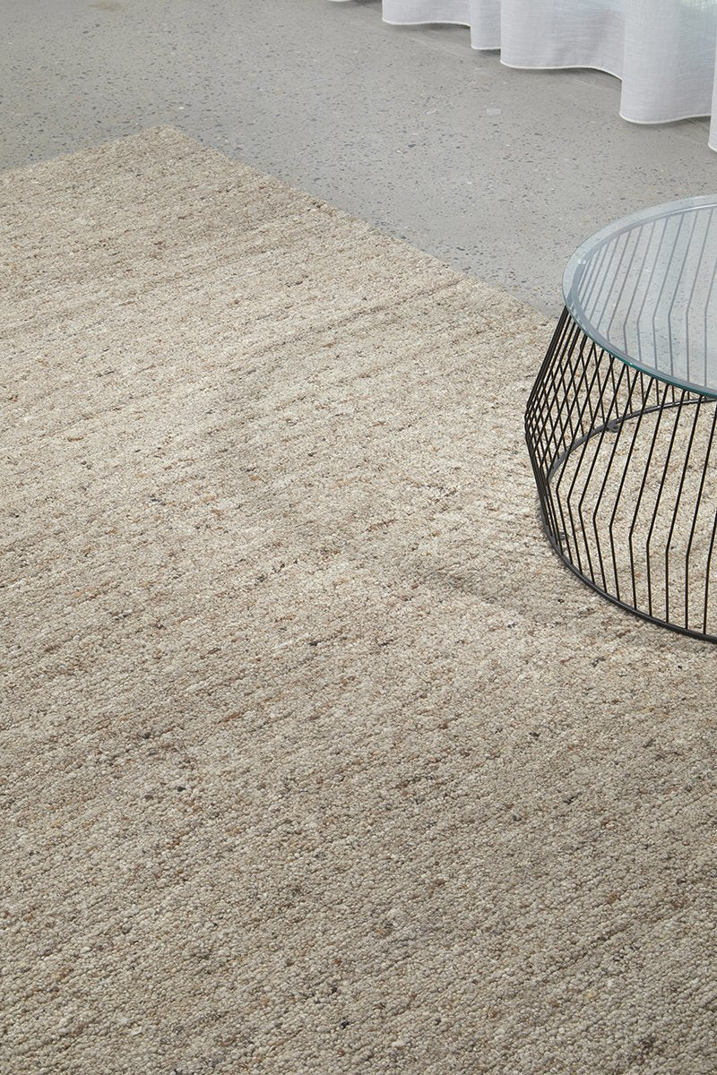 Oatmeal Pebble Textured Wool Rug