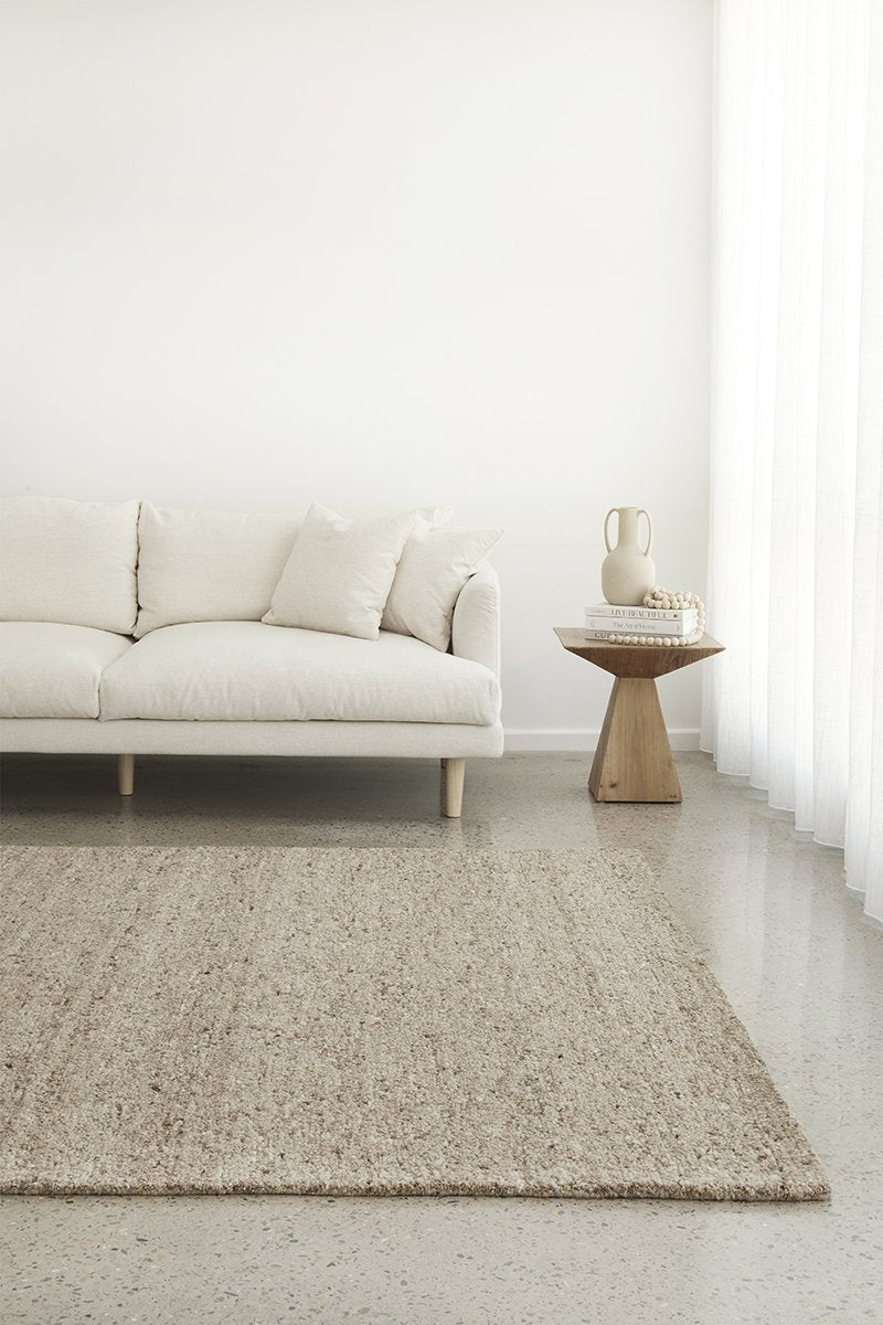 Oatmeal Pebble Textured Wool Rug