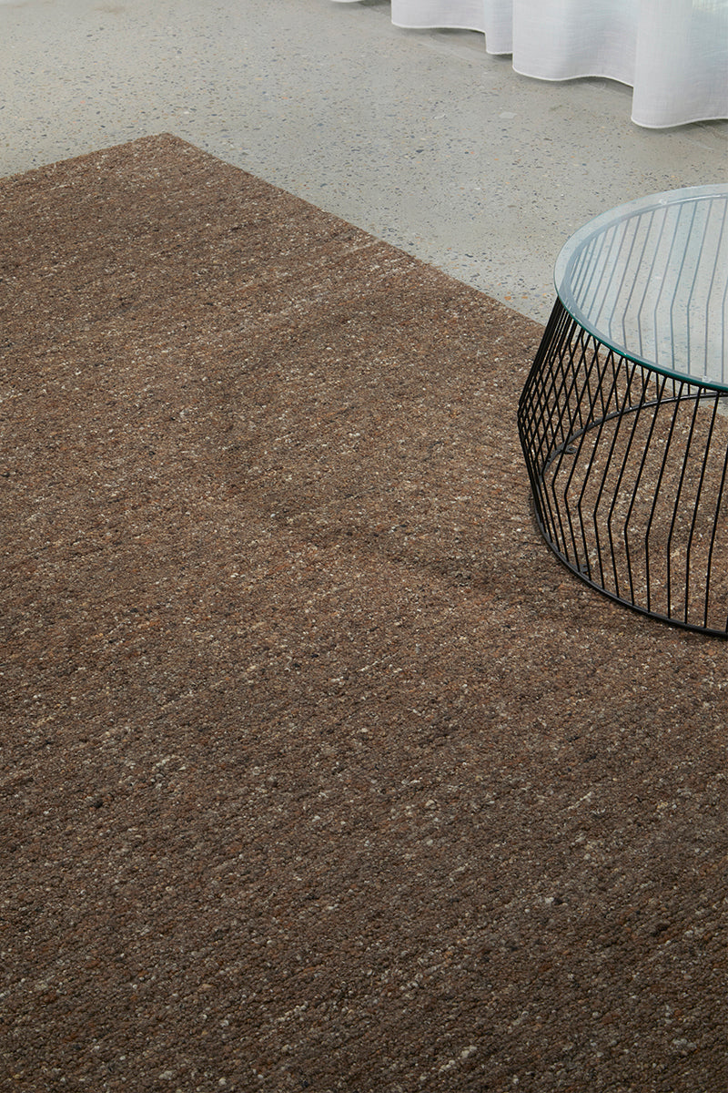 Cocoa Brown Pebble Textured Wool Rug