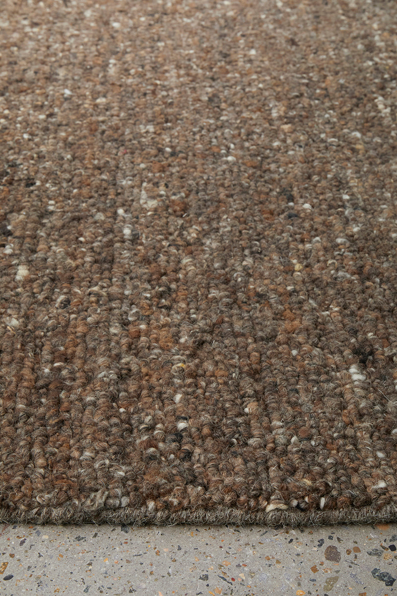 Cocoa Brown Pebble Textured Wool Rug