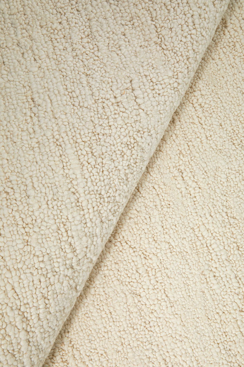 Ivory Cream Pebble Textured Wool Rug