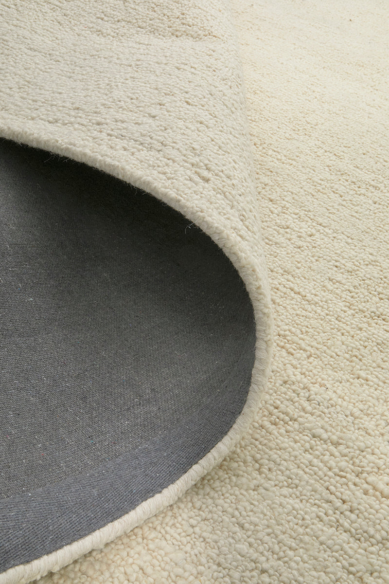Ivory Cream Pebble Textured Wool Rug