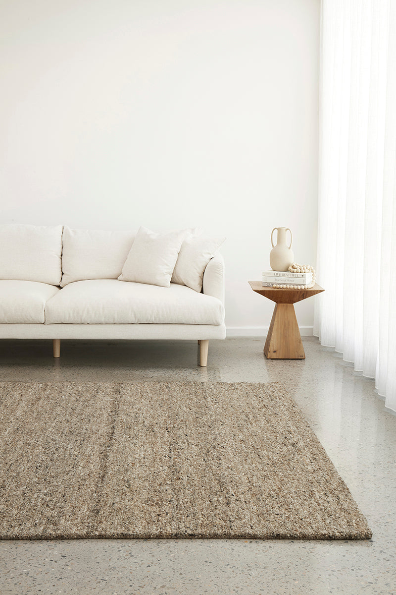 Driftwood Greige Pebble Textured Wool Rug