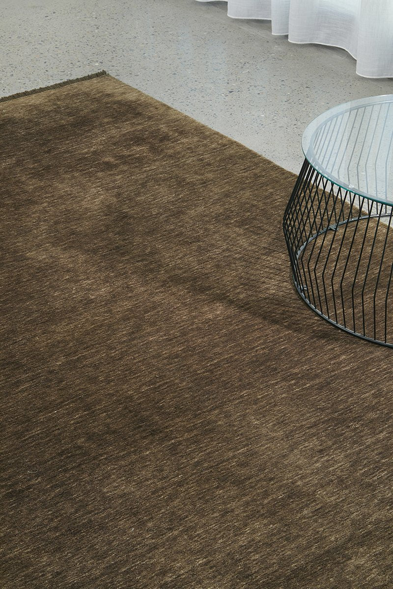 Hand-Loomed Brown Tassel Wool Rug