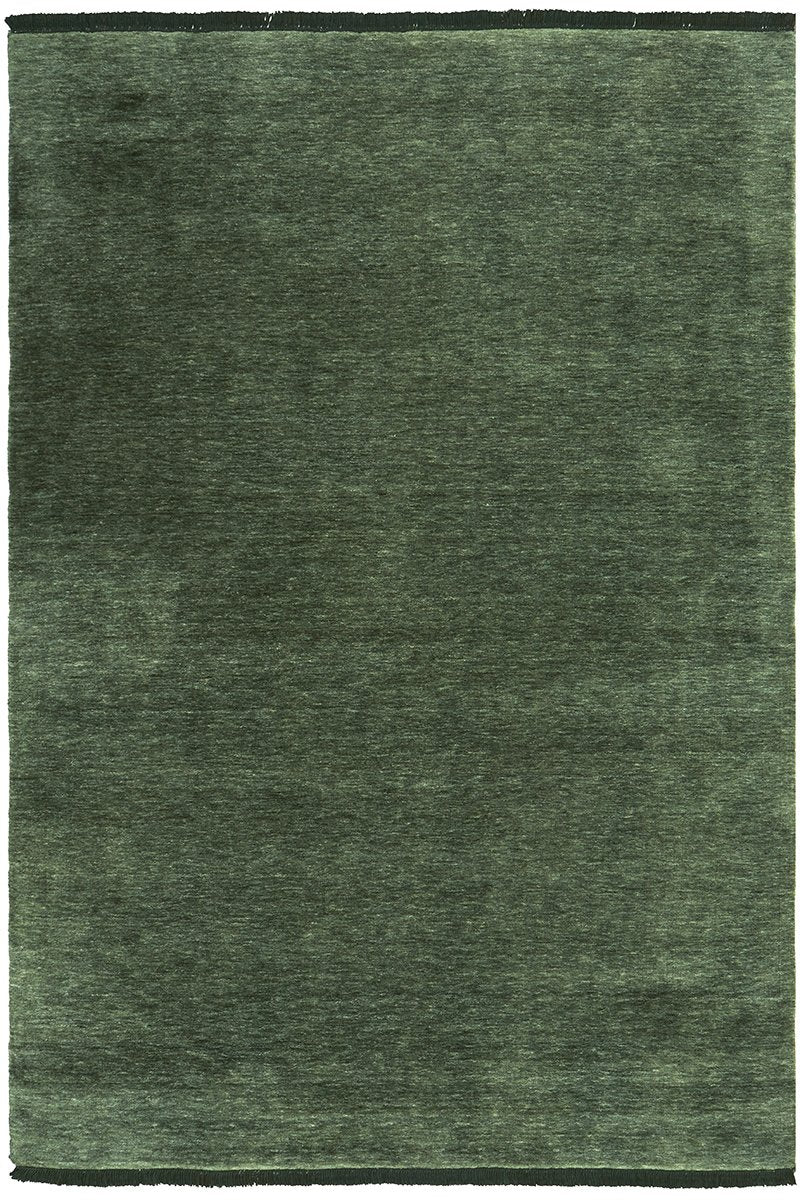 Hand-Loomed Forest Green Tassel Wool Rug