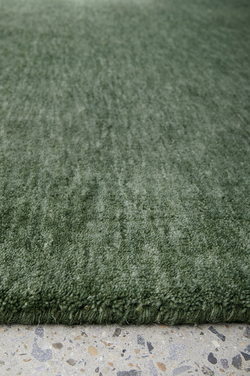 Hand-Loomed Forest Green Tassel Wool Rug