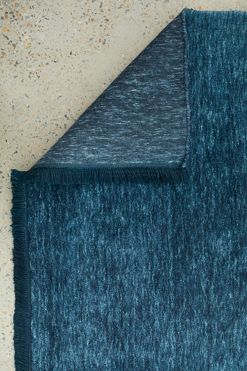 Hand-Loomed Navy Tassel Wool Rug