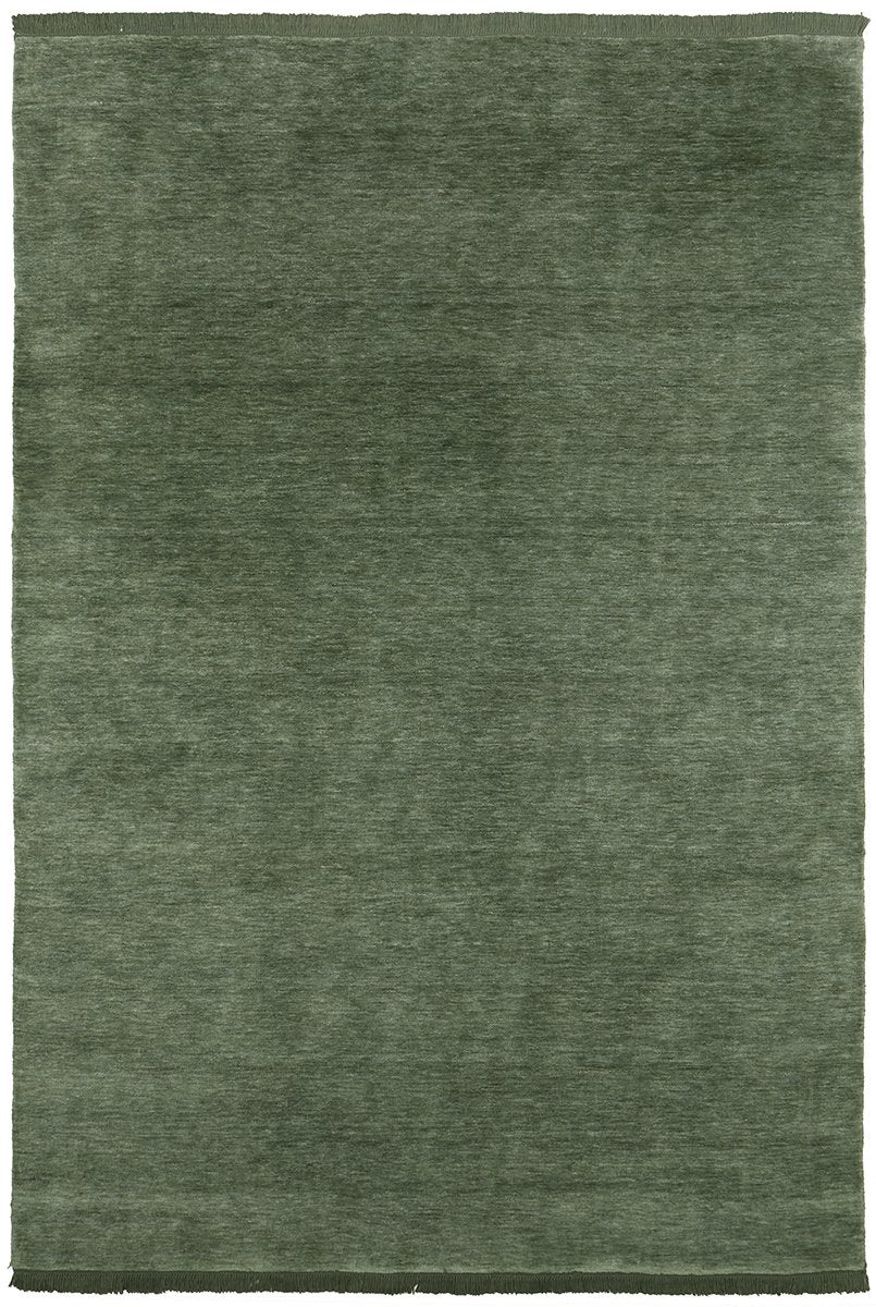 Hand-Loomed Sage Green Tassel Wool Rug