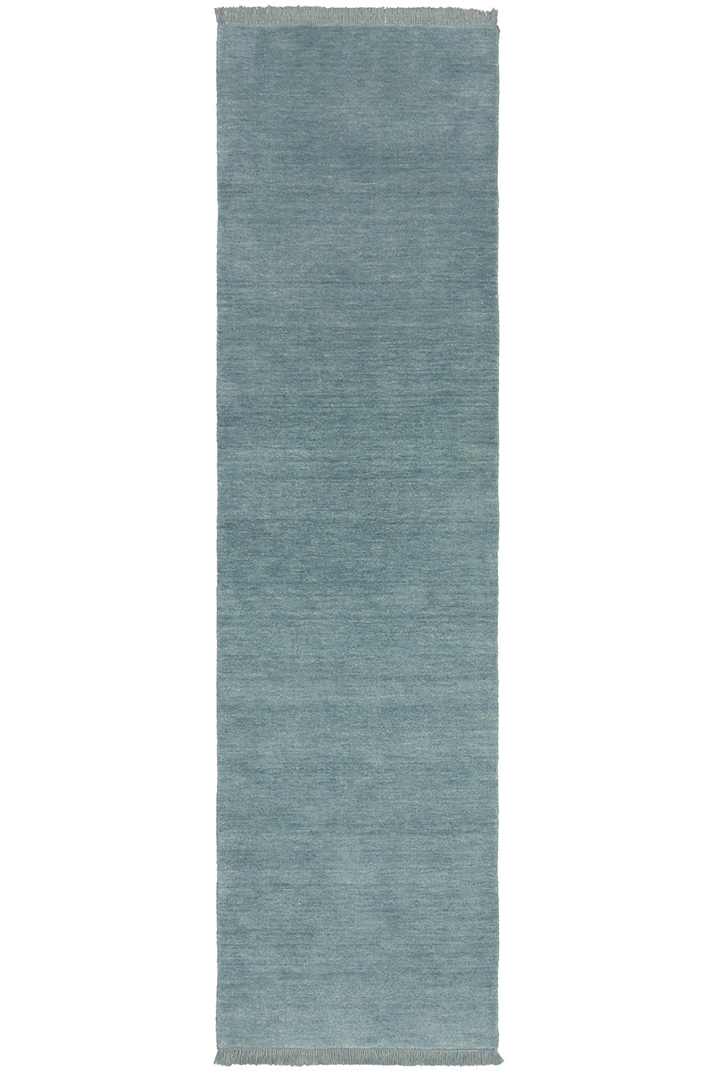 Hand-Loomed Sky Blue Tassel Wool Rug