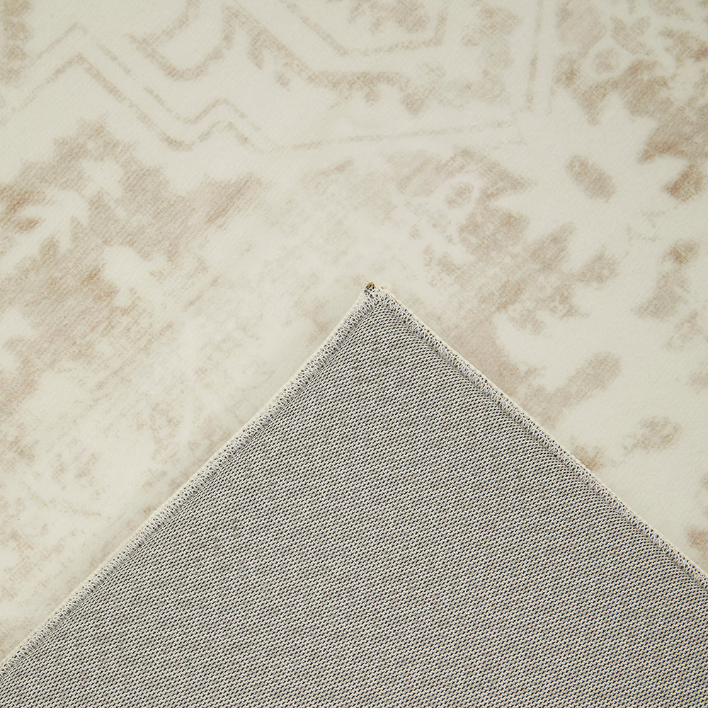 Beige Medallion Memory Foam Rug