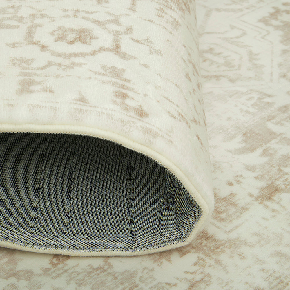 Beige Medallion Memory Foam Rug