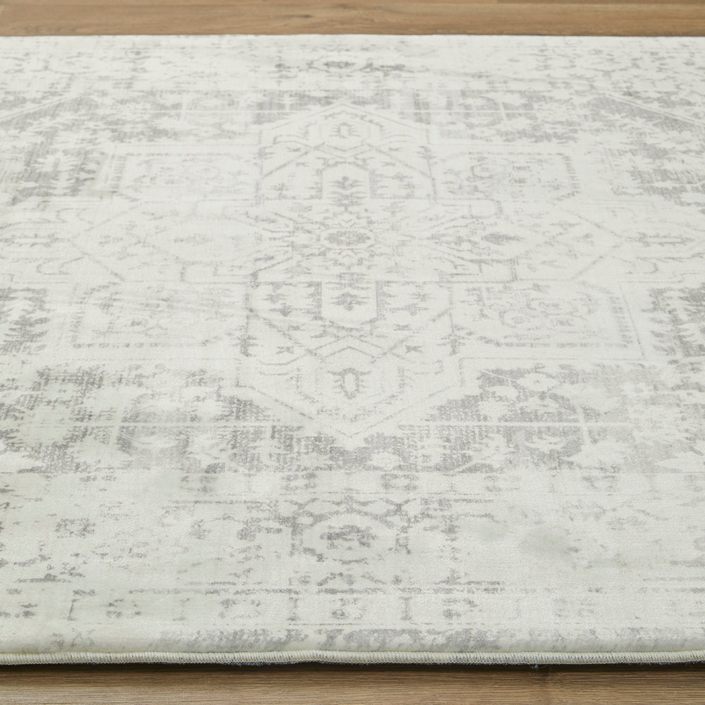 Silver Medallion Memory Foam Rug
