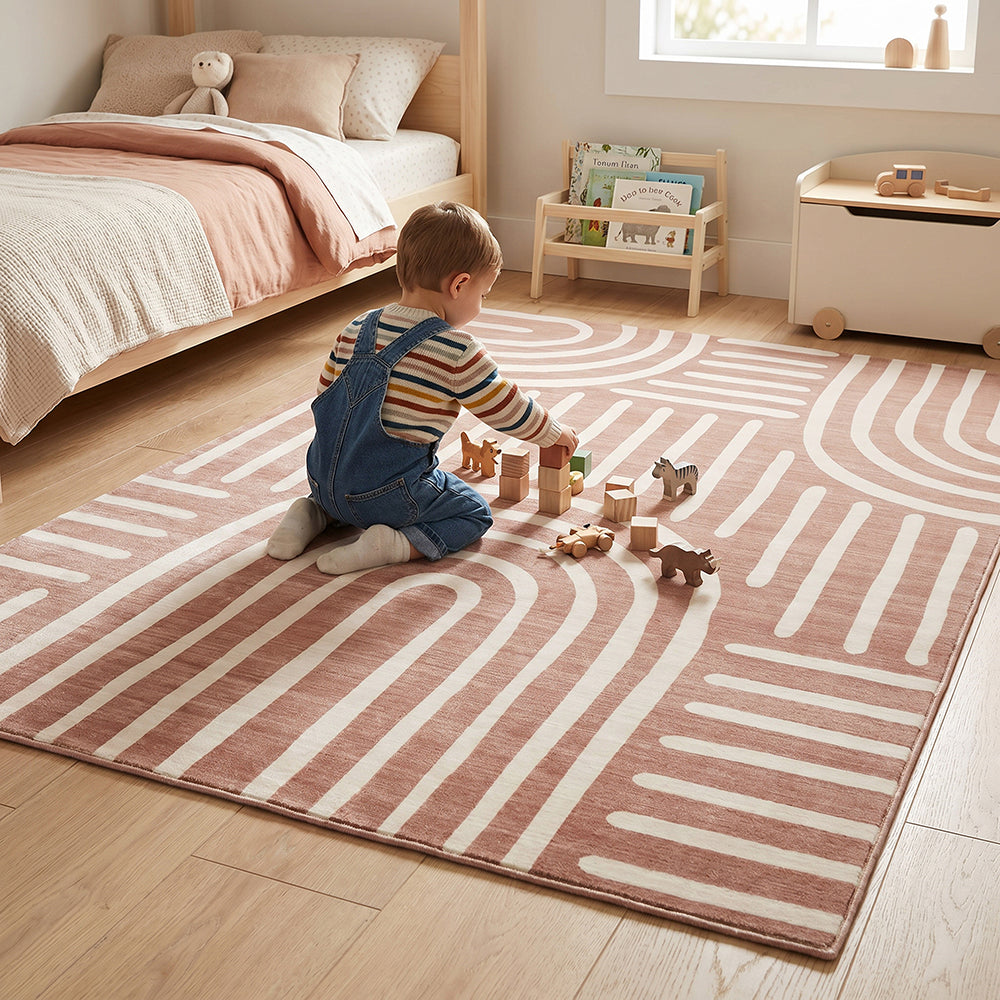 Terracotta Brown Arch Memory Foam Rug