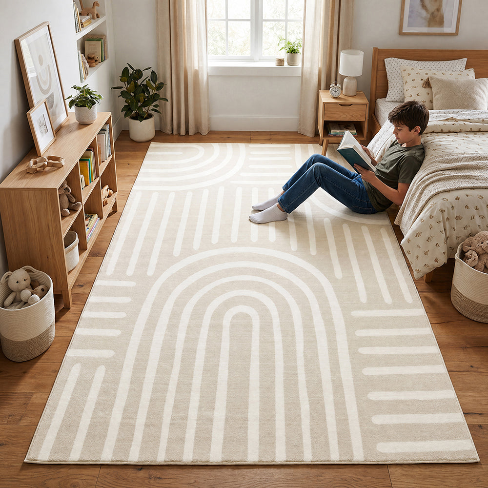 Natural Beige Arch Memory Foam Rug