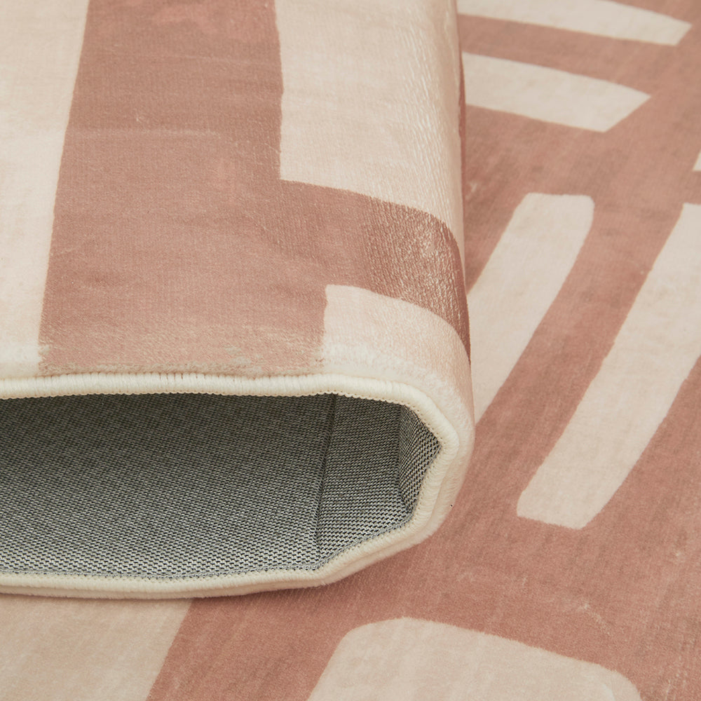 Brown Abstract Block Memory Foam Rug