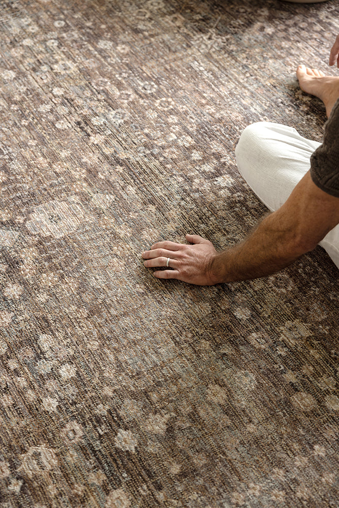 Rustic Floral Fringed Rug