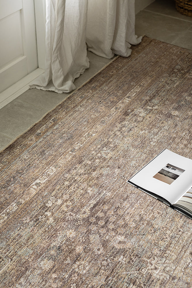 Rustic Floral Fringed Rug