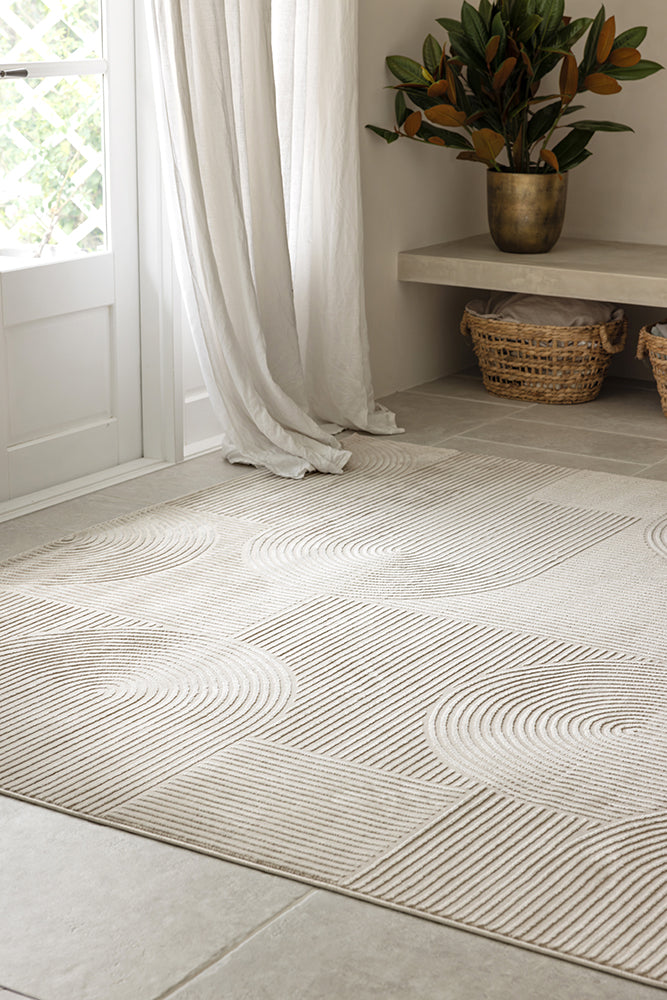 Art Deco Raking Linen Rug